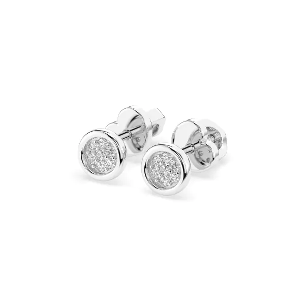 0,08 Karat Diamant Ohrstecker mit 14 echten Diamanten, Weißgold 585 / 14K
