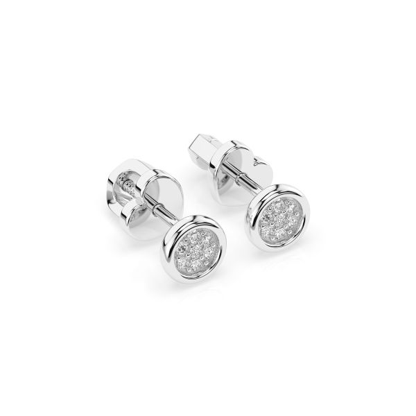 0,08 Karat Diamantohrstecker mit 14 echten Diamanten, Weißgold 585 / 14K