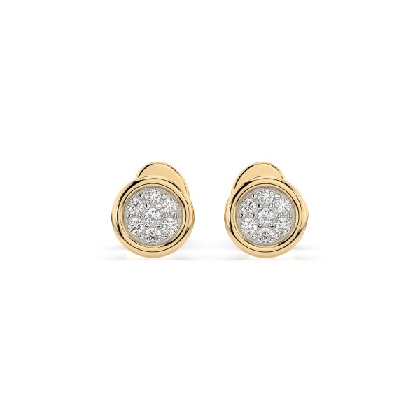 0,08 Karat Diamantohrstecker mit 14 echten Diamanten, Gelbgold 585 / 14K