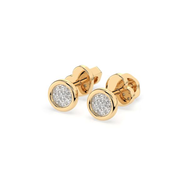 0,08 Karat Diamantohrstecker mit 14 echten Diamanten, Gelbgold 585 / 14K