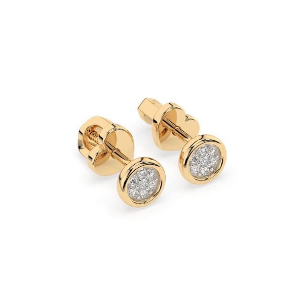 0,08 Karat Diamantohrstecker mit 14 echten Diamanten, Gelbgold 585 / 14K