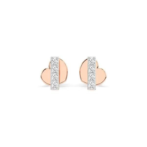 0,08 Karat Diamant Ohrstecker mit 8 echten Diamanten, Rotgold 585 / 14K