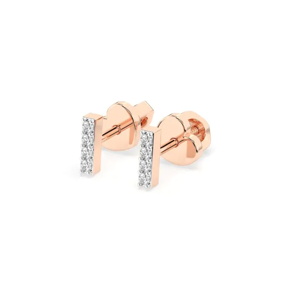 0,08 Karat Diamant Ohrstecker mit 8 echten Diamanten, Rotgold 585 / 14K