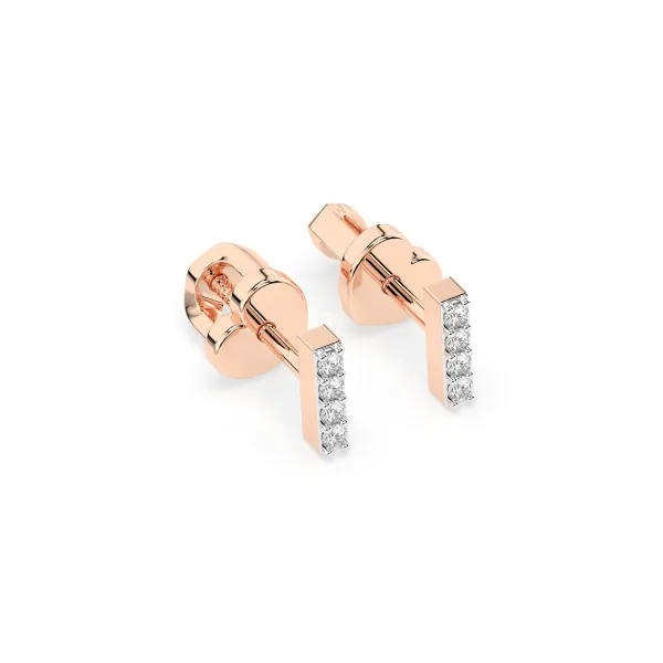 0,08 Karat Diamant Ohrstecker mit 8 echten Diamanten, Rotgold 585 / 14K