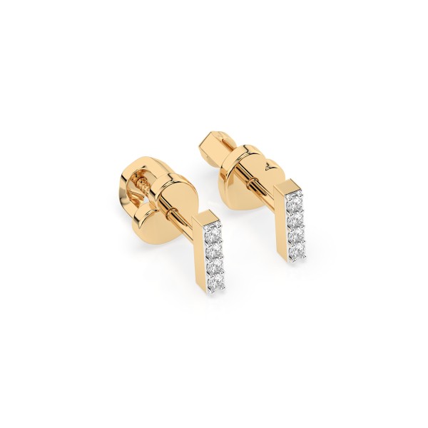 0,08 Karat Diamantohrstecker mit 8 echten Diamanten, Gelbgold 585 / 14K