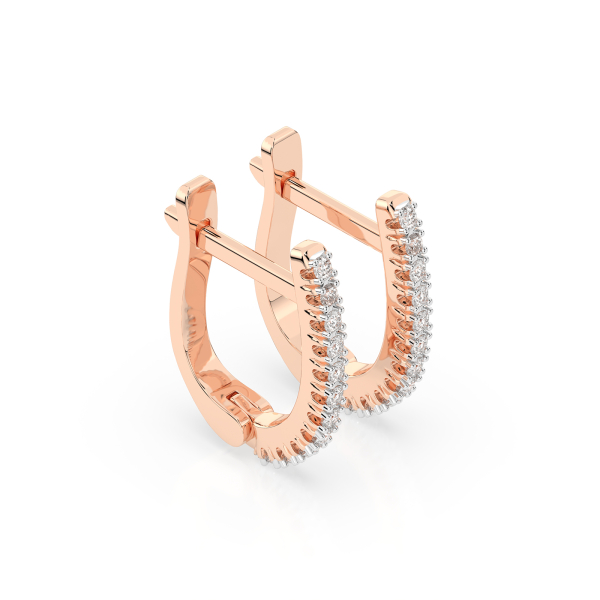 0,18 Karat Diamant Creolen, Rotgold 585 / 14 Karat, Gewicht ca. 1.5 g.