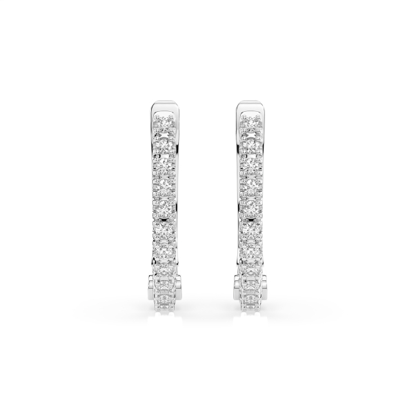 0,18 Karat Diamant Creolen, Weißgold 585 / 14 Karat, Gewicht ca. 1.5 g.