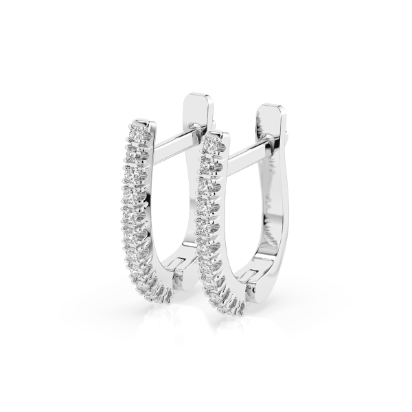 0,18 Karat Diamant Creolen, Weißgold 585 / 14 Karat, Gewicht ca. 1.5 g.
