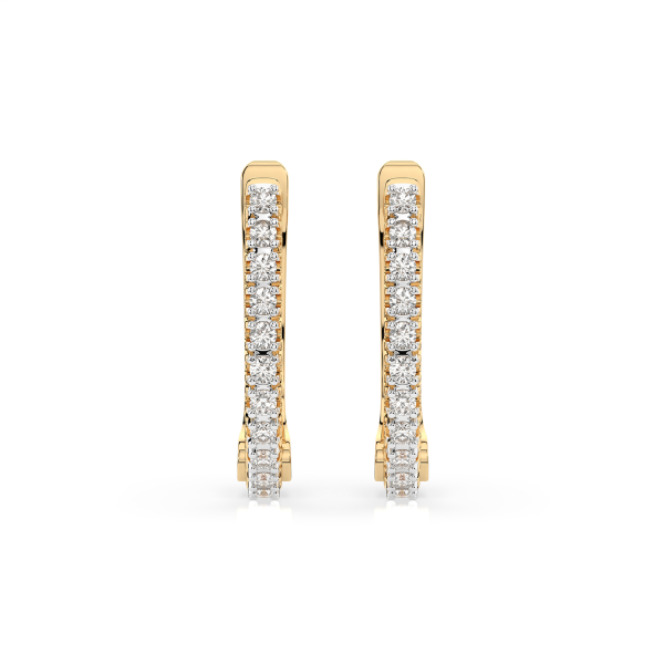 0,18 Karat Diamant Creolen, Gelbgold 585 / 14 Karat, Gewicht ca. 1.5 g.