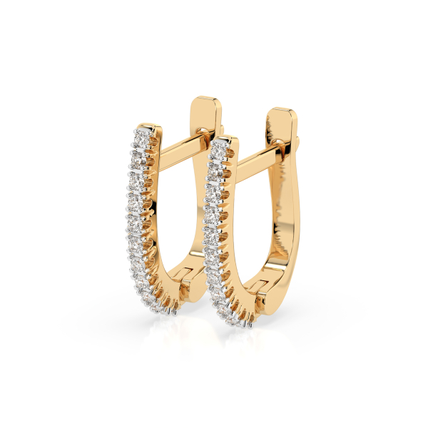 0,18 Karat Diamant Creolen, Gelbgold 585 / 14 Karat, Gewicht ca. 1.5 g.