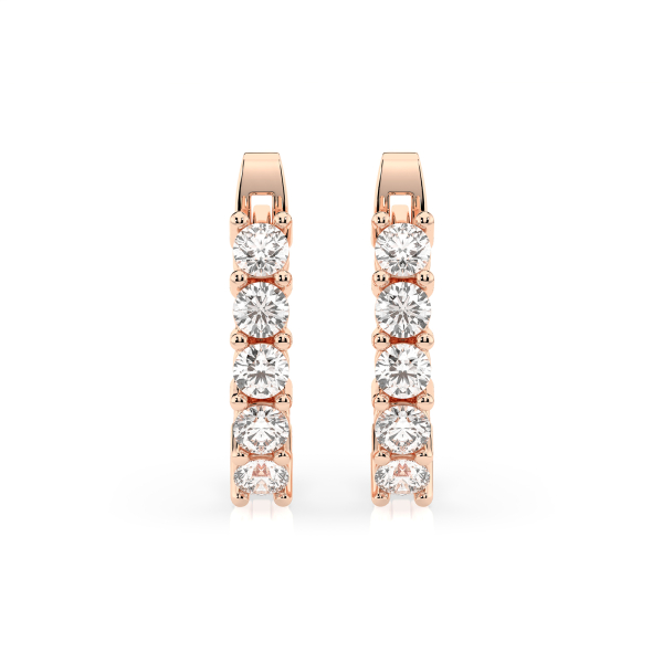 0,6 Karat Diamant Creolen, Rotgold 585 / 14 Karat, Gewicht ca. 2.2 g.