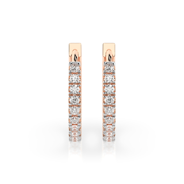 0,22 Karat Diamant Creolen, Rotgold 585 / 14 Karat, Gewicht ca. 2 g.