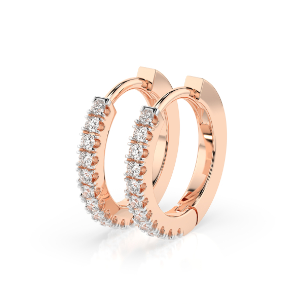0,22 Karat Diamant Creolen, Rotgold 585 / 14 Karat, Gewicht ca. 2 g.