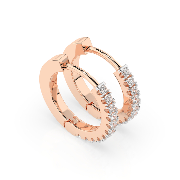0,22 Karat Diamant Creolen, Rotgold 585 / 14 Karat, Gewicht ca. 2 g.