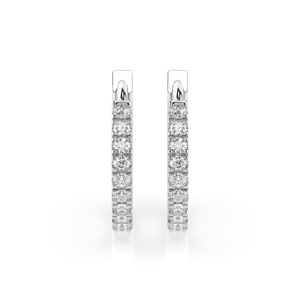 0,22 Karat Diamant Creolen, Weißgold 585 / 14 Karat, Gewicht ca. 2 g.