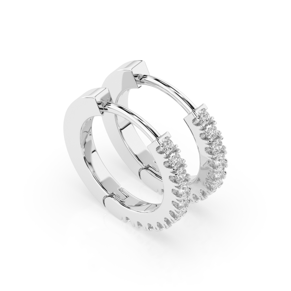 0,22 Karat Diamant Creolen, Weißgold 585 / 14 Karat, Gewicht ca. 2 g.