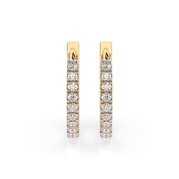 0,22 Karat Diamant Creolen, Gelbgold 585 / 14 Karat, Gewicht ca. 2 g.
