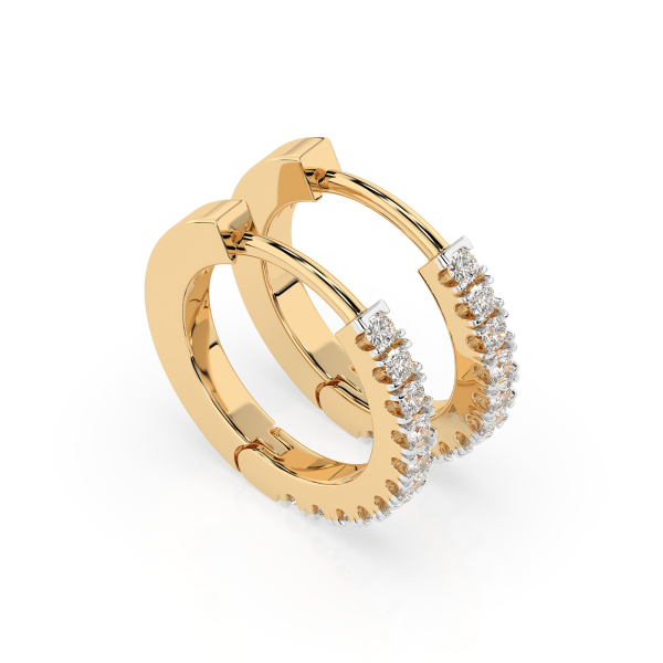 0,22 Karat Diamant Creolen, Gelbgold 585 / 14 Karat, Gewicht ca. 2 g.