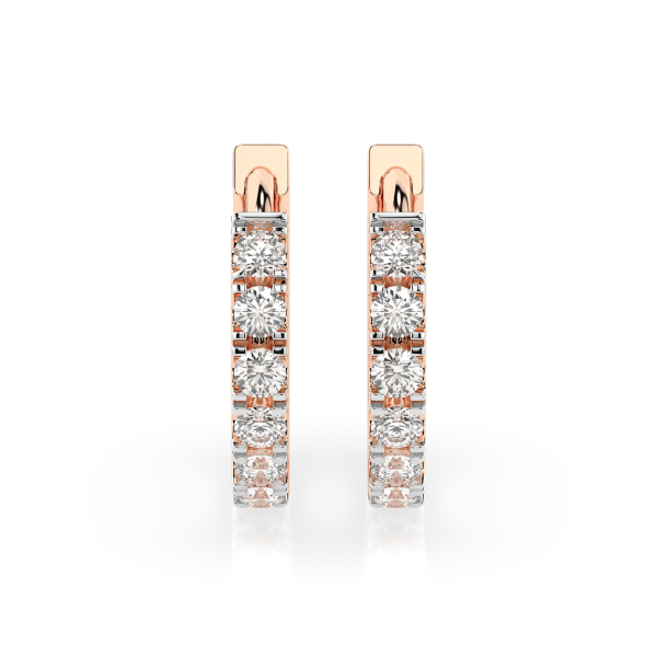 0,42 Karat Diamant Creolen, Rotgold 585 / 14 Karat, Gewicht ca. 2.1 g.