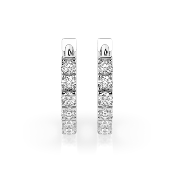 0,42 Karat Diamant Creolen, Weißgold 585 / 14 Karat, Gewicht ca. 2.1 g.