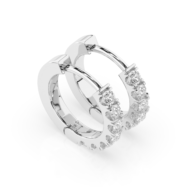 0,42 Karat Diamant Creolen, Weißgold 585 / 14 Karat, Gewicht ca. 2.1 g.