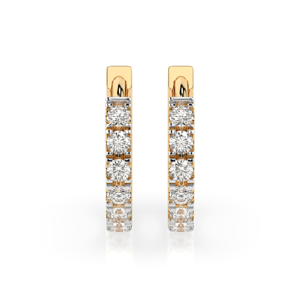 0,42 Karat Diamant Creolen, Gelbgold 585 / 14 Karat, Gewicht ca. 2.1 g.