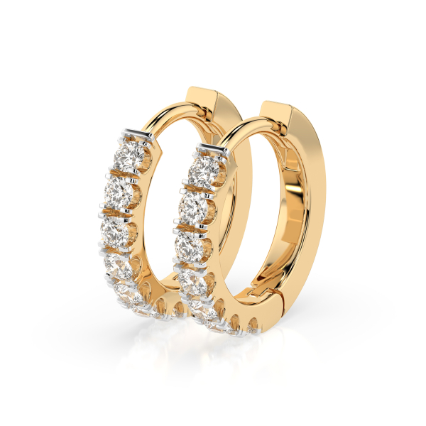 0,42 Karat Diamant Creolen, Gelbgold 585 / 14 Karat, Gewicht ca. 2.1 g.