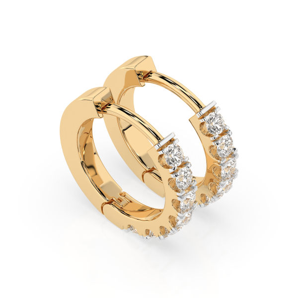 0,42 Karat Diamant Creolen, Gelbgold 585 / 14 Karat, Gewicht ca. 2.1 g.