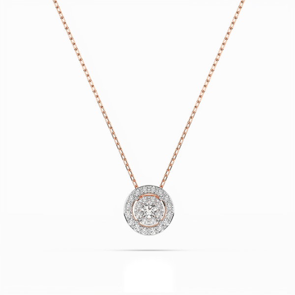 Diamantanhänger in 0,11 Karat, Rotgold 585 / 14 Karat, mit einer 585ger Goldkette in 42 cm lang, Gewicht ca. 1,3 g.