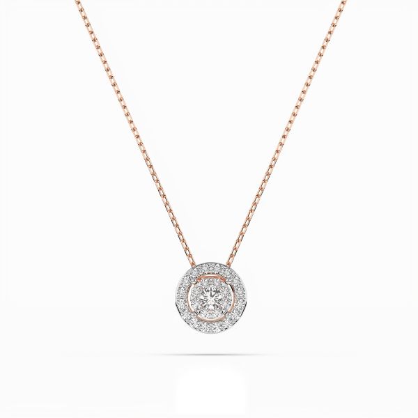 Diamantanhänger in 0,11 Karat, Rotgold 585 / 14 Karat, mit einer 585ger Goldkette, Gewicht ca. 1,3 g.