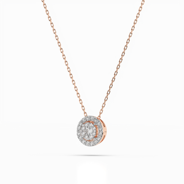 Diamantanhänger in 0,11 Karat, Rotgold 585 / 14 Karat, mit einer 585ger Goldkette in 42 cm lang, Gewicht ca. 1,3 g.