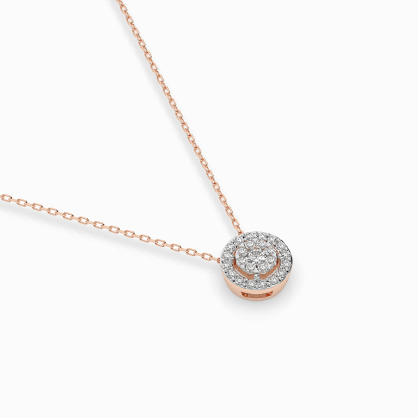 Diamantanhänger in 0,11 Karat, Rotgold 585 / 14 Karat, mit einer 585ger Goldkette in 42 cm lang, Gewicht ca. 1,3 g.