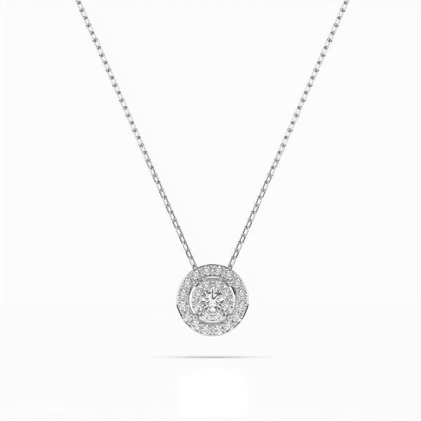 Diamantanhänger in 0,11 Karat, Weißgold 585 / 14 Karat, mit einer 585ger Goldkette in 42 cm lang, Gewicht ca. 1,3 g.