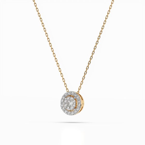 Diamantanhänger in 0,11 Karat, Gelbgold 585 / 14 Karat, mit einer 585ger Goldkette, Gewicht ca. 1,3 g.