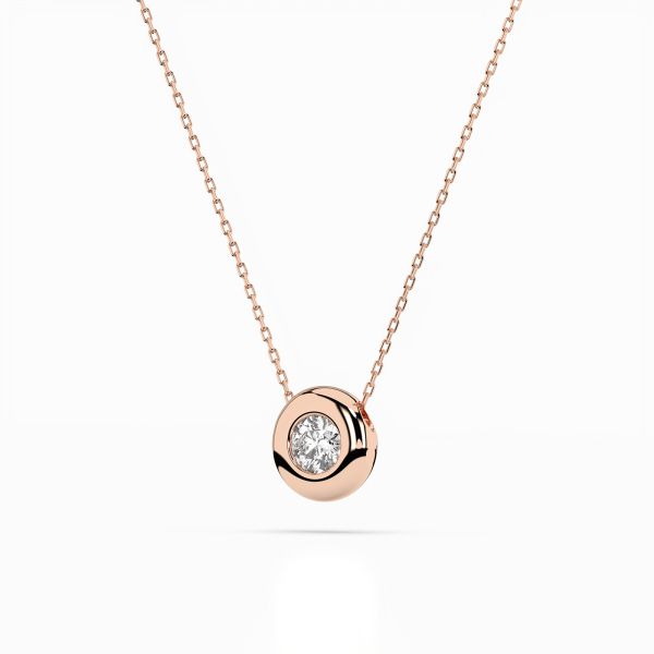 Diamantanhänger in 0,15 Karat, Rotgold 585 / 14 Karat, mit einer 585ger Goldkette, Gewicht ca. 2,2 g.