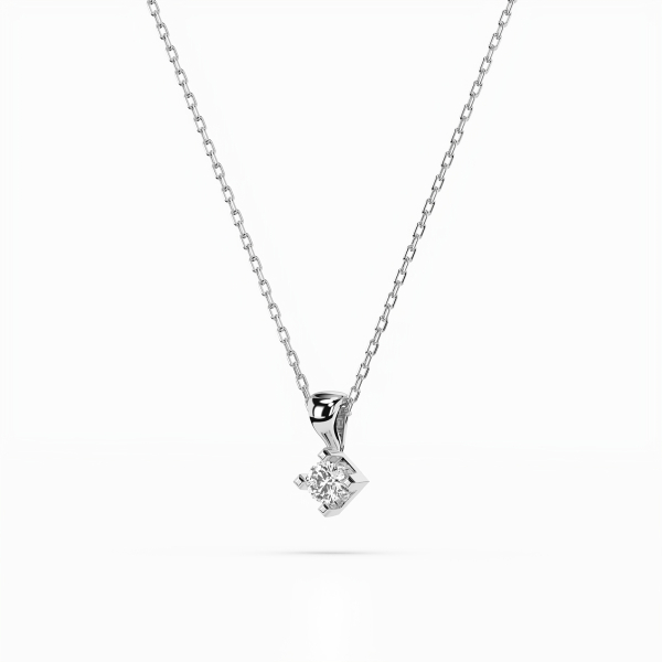 Diamantanhänger in 0,08 Karat, Weißgold 585 / 14 Karat, mit einer 585ger Goldkette, Gewicht ca. 1,5 g.