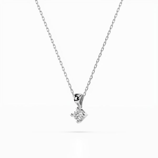 Diamantanhänger in 0,08 Karat, Weißgold 585 / 14 Karat, mit einer 585ger Goldkette, Gewicht ca. 1,5 g.