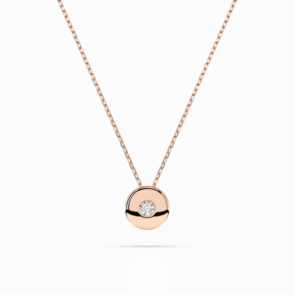 Diamantanhänger in 0,04 Karat, Rotgold 585 / 14 Karat, mit einer 585ger Goldkette in 42 cm lang, Gewicht ca. 1,8 g.