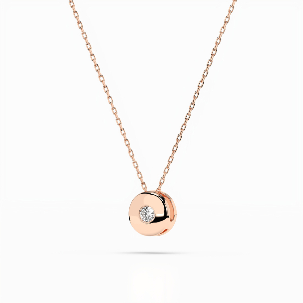 Diamantanhänger in 0,04 Karat, Rotgold 585 / 14 Karat, mit einer 585ger Goldkette in 40 cm lang, Gewicht ca. 1,8 g.