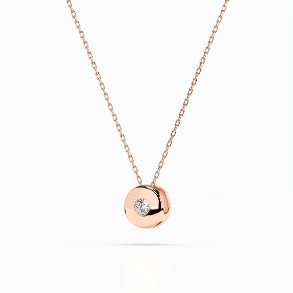 Diamantanhänger in 0,04 Karat, Rotgold 585 / 14 Karat, mit einer 585ger Goldkette, Gewicht ca. 1,8 g.
