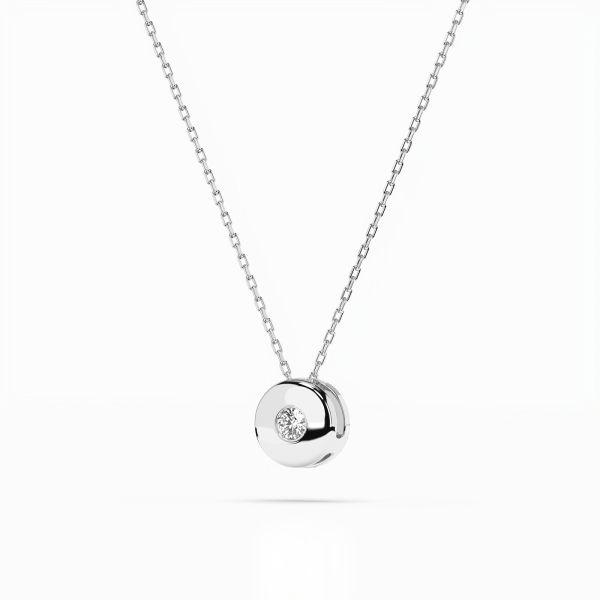 Diamantanhänger in 0,04 Karat, Weißgold 585 / 14 Karat, mit einer 585ger Goldkette, Gewicht ca. 1,8 g.