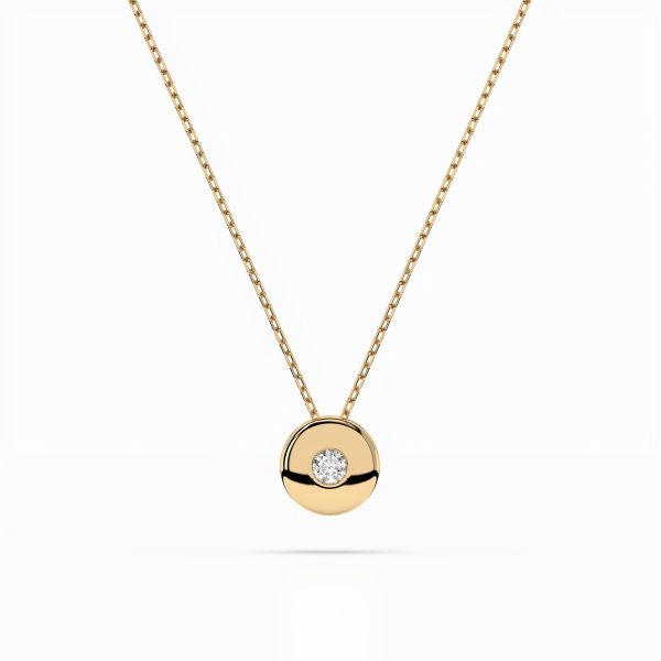 Diamantanhänger in 0,04 Karat, Gelbgold 585 / 14 Karat, mit einer 585ger Goldkette, Gewicht ca. 1,8 g.
