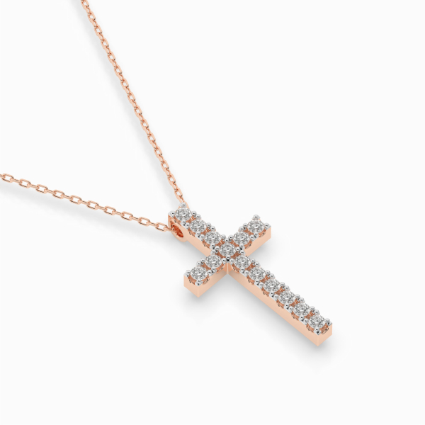 Diamantanhänger in 0,2 Karat, Rotgold 585 / 14 Karat, mit einer 585ger Goldkette in 40 cm lang, Gewicht ca. 2,3 g.