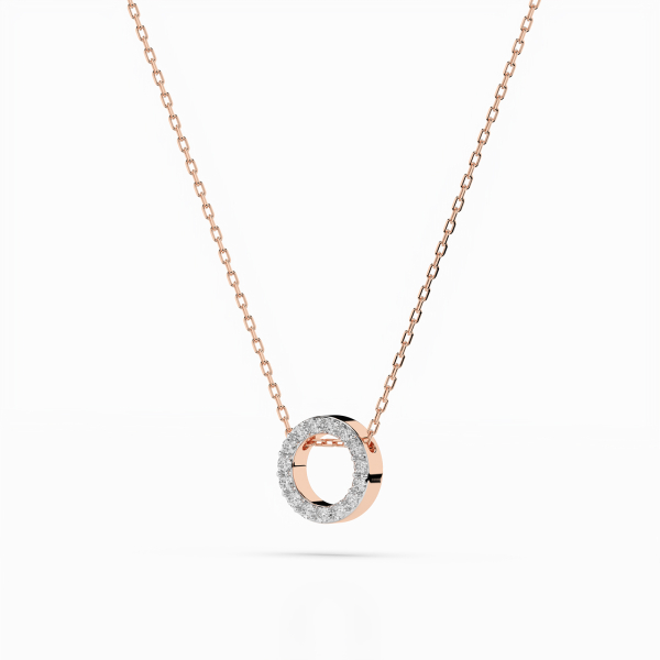 Diamantanhänger in 0,09 Karat, Rotgold 585 / 14 Karat, mit einer 585ger Goldkette in 40 cm lang, Gewicht ca. 1,8 g.