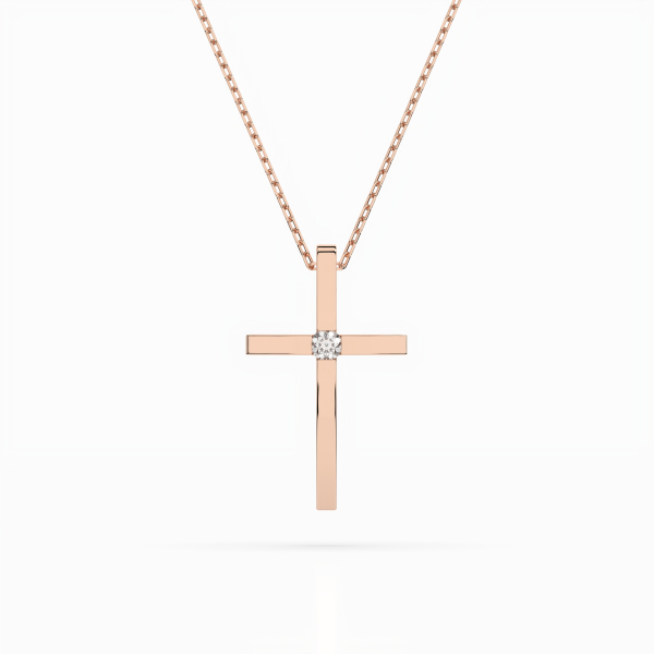 Diamantanhänger in 0,03 Karat, Rotgold 585 / 14 Karat, mit einer 585ger Goldkette in 40 cm lang, Gewicht ca. 2 g.