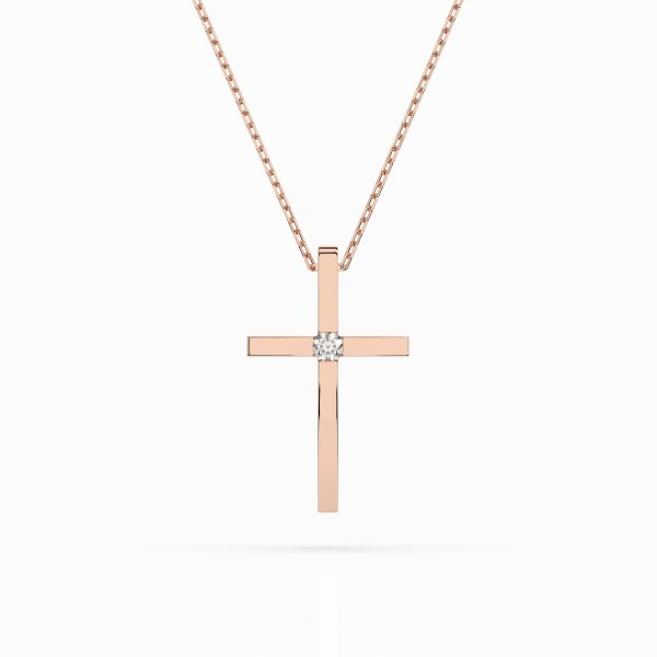 Diamantanhänger in 0,03 Karat, Rotgold 585 / 14 Karat, mit einer 585ger Goldkette, Gewicht ca. 2 g.