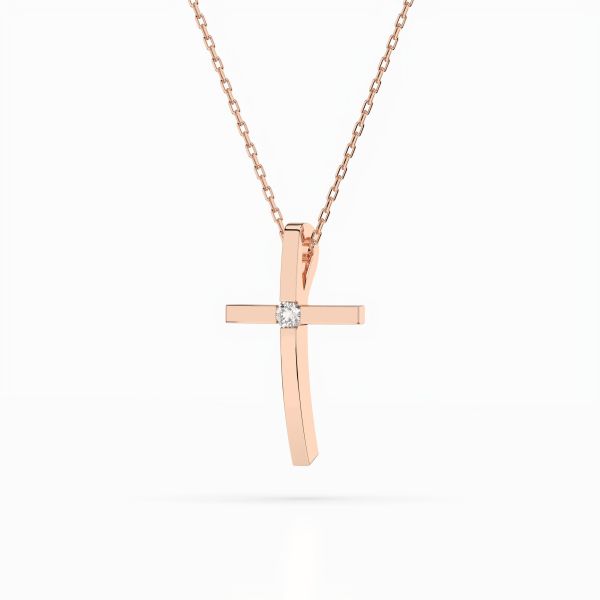 Diamantanhänger in 0,03 Karat, Rotgold 585 / 14 Karat, mit einer 585ger Goldkette, Gewicht ca. 2 g.