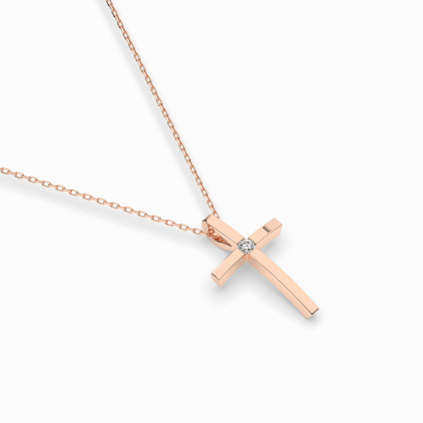 Diamantanhänger in 0,03 Karat, Rotgold 585 / 14 Karat, mit einer 585ger Goldkette in 40 cm lang, Gewicht ca. 2 g.