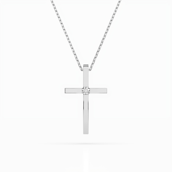 Diamantanhänger in 0,03 Karat, Weißgold 585 / 14 Karat, mit einer 585ger Goldkette in 42 cm lang, Gewicht ca. 2 g.