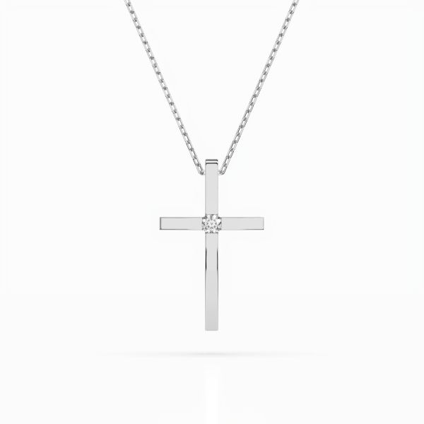 Diamantanhänger in 0,03 Karat, Weißgold 585 / 14 Karat, mit einer 585ger Goldkette, Gewicht ca. 2 g.